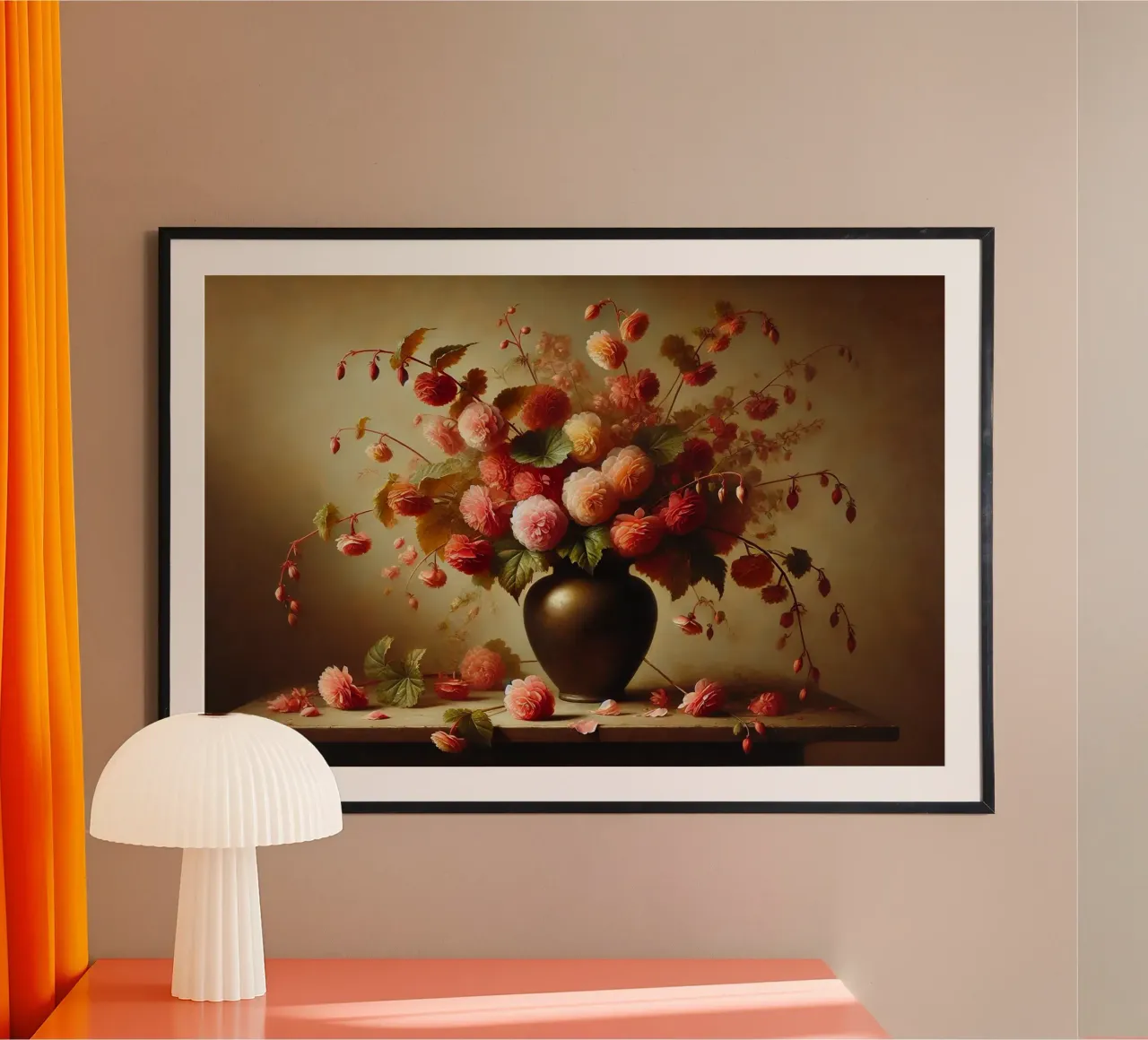 Bouquet di begonie vittoriane poster con telaio in alluminio da VintageBotanics