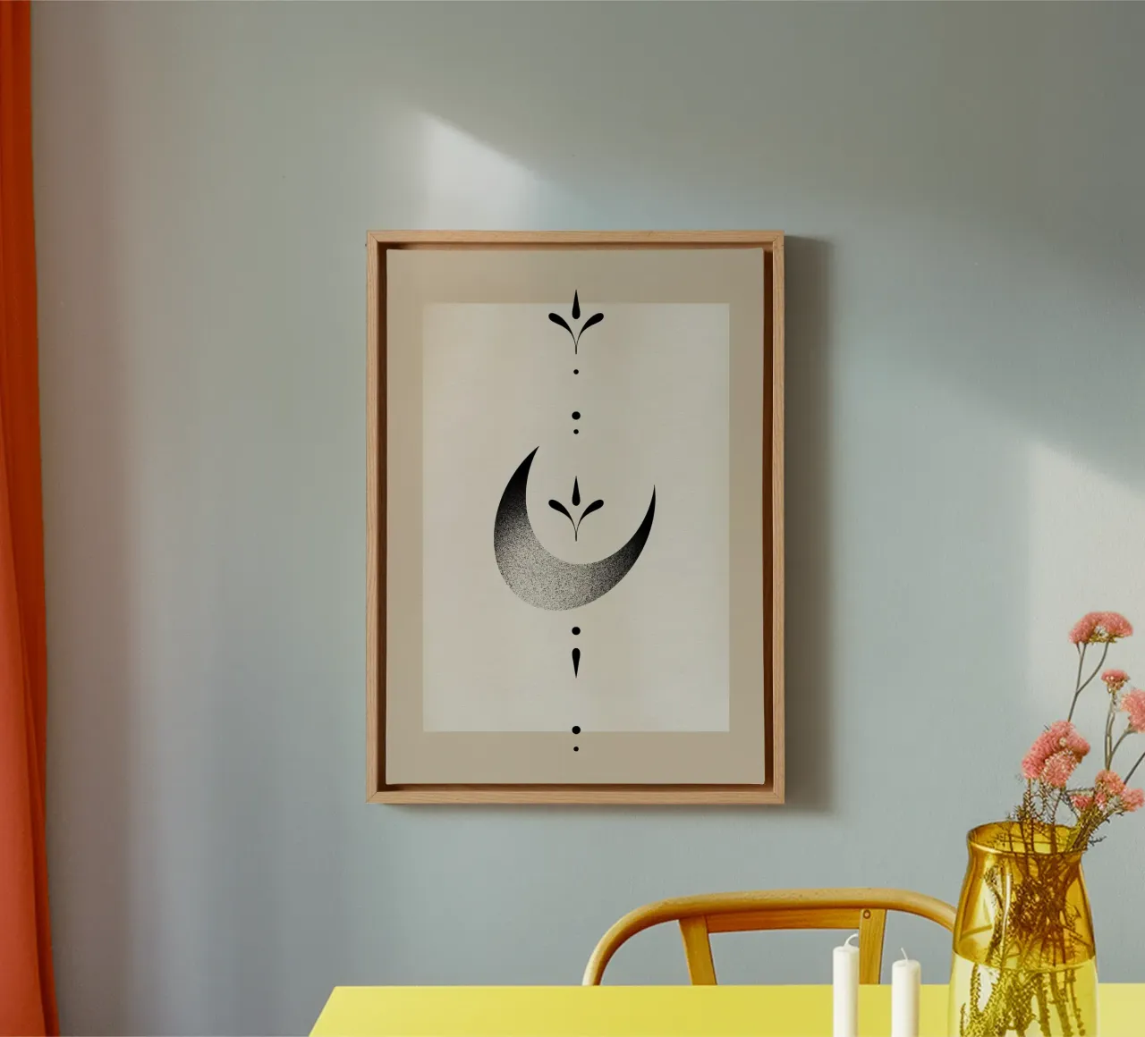 Ornamental Moon canvas met Baklijst van Filiz Sieben