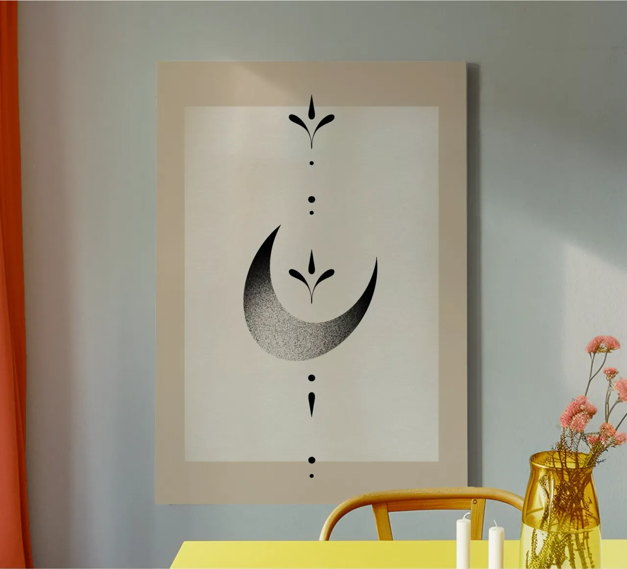 Ornamental Moon canvas met Baklijst van Filiz Sieben