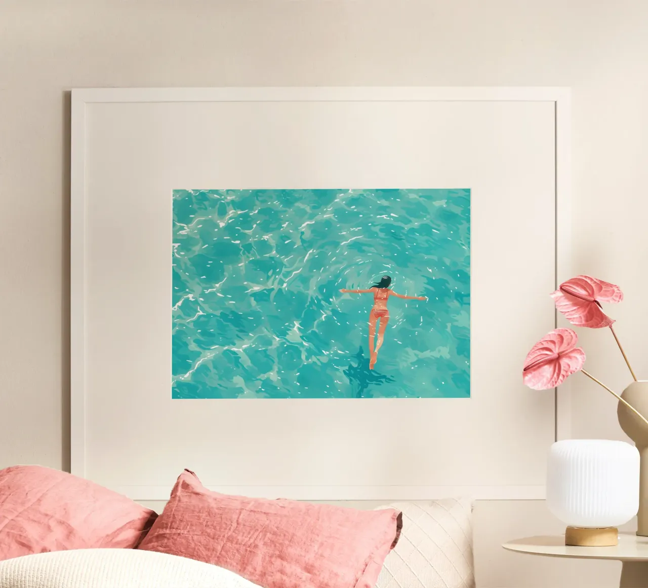 Galleggiante nel mare, arte dell'oceano sereno poster da dawnthesea