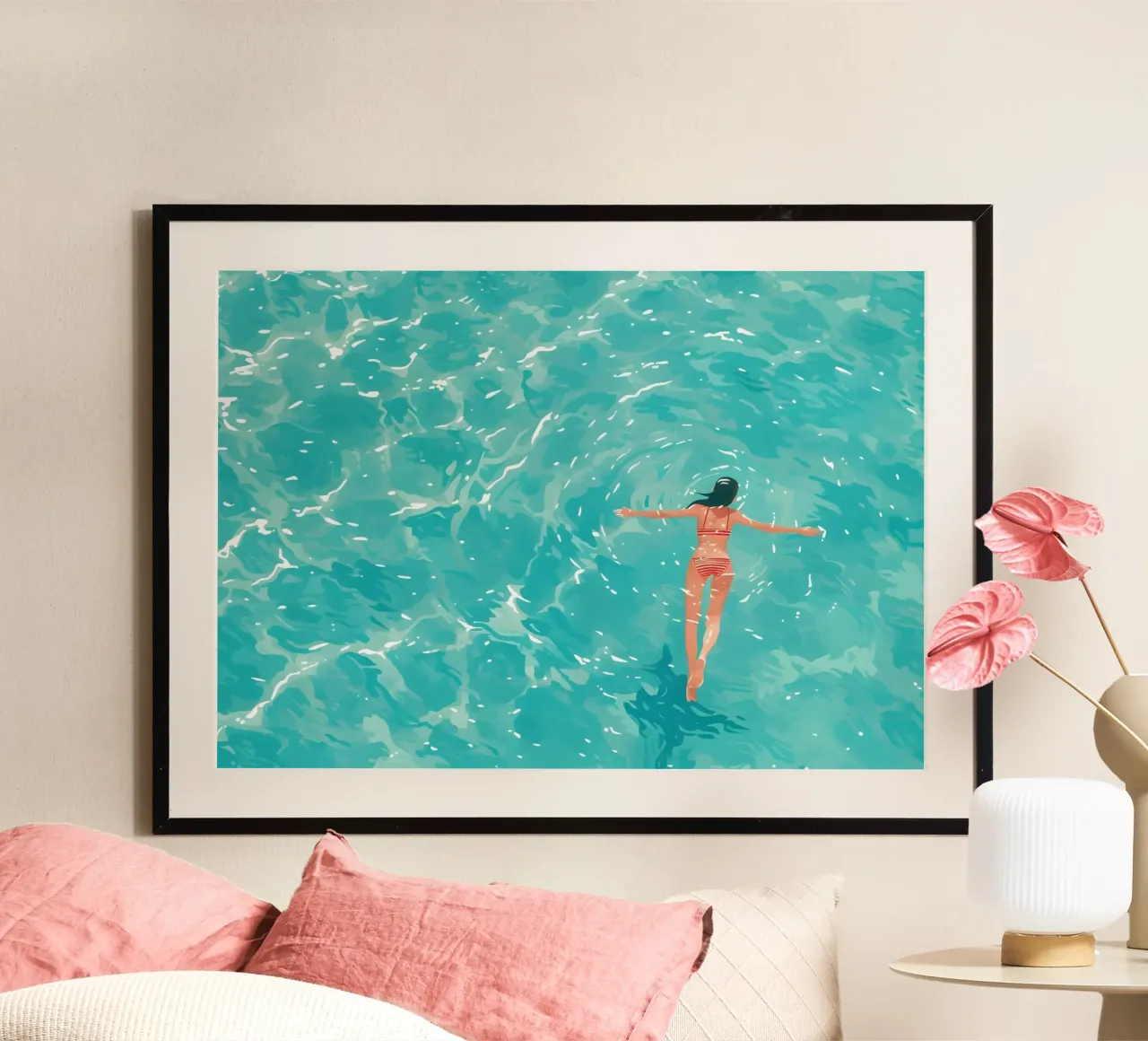 Galleggiante nel mare, arte dell'oceano sereno poster da dawnthesea