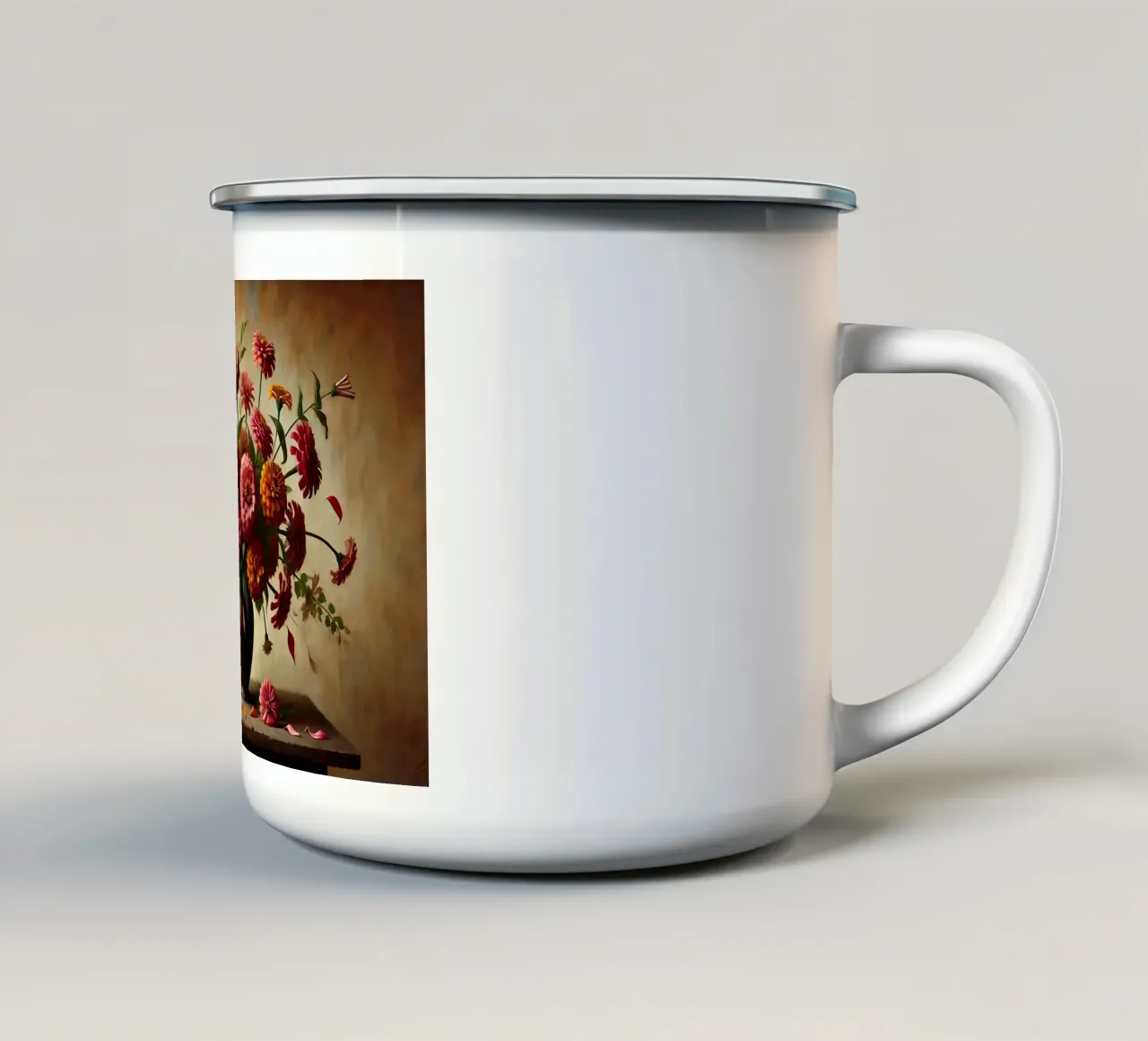 Bouquet di zinnie vintage tazza in smalto da VintageBotanics