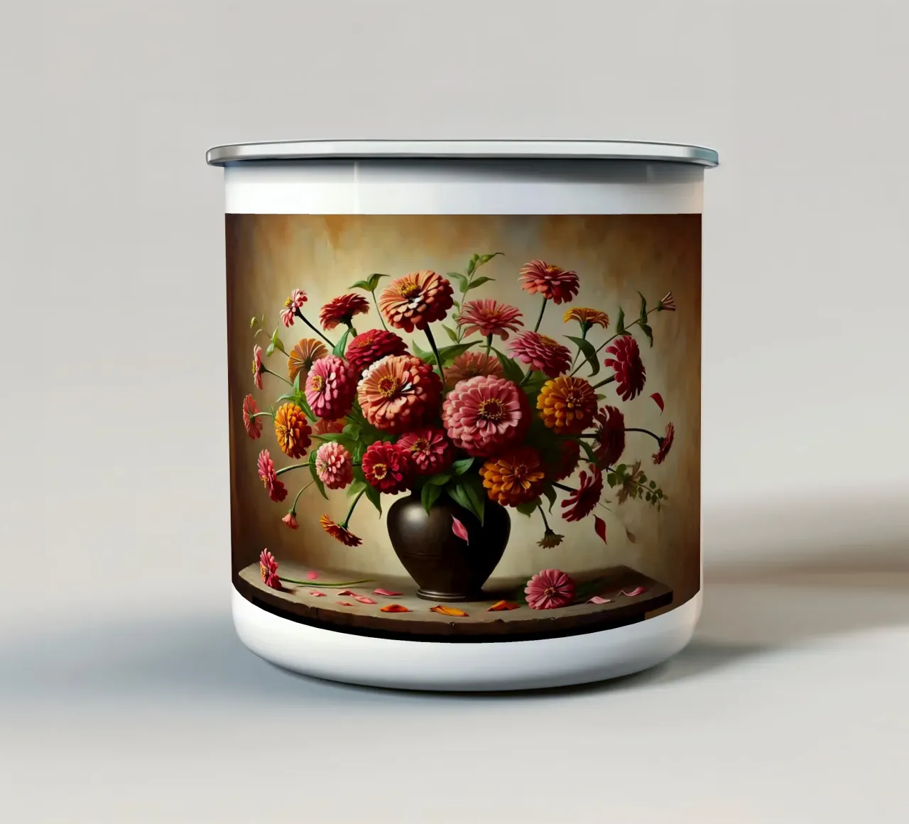 Bouquet di zinnie vintage tazza in smalto da VintageBotanics