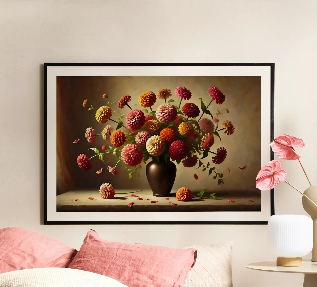 Bouquet di zinnie vintage poster da VintageBotanics