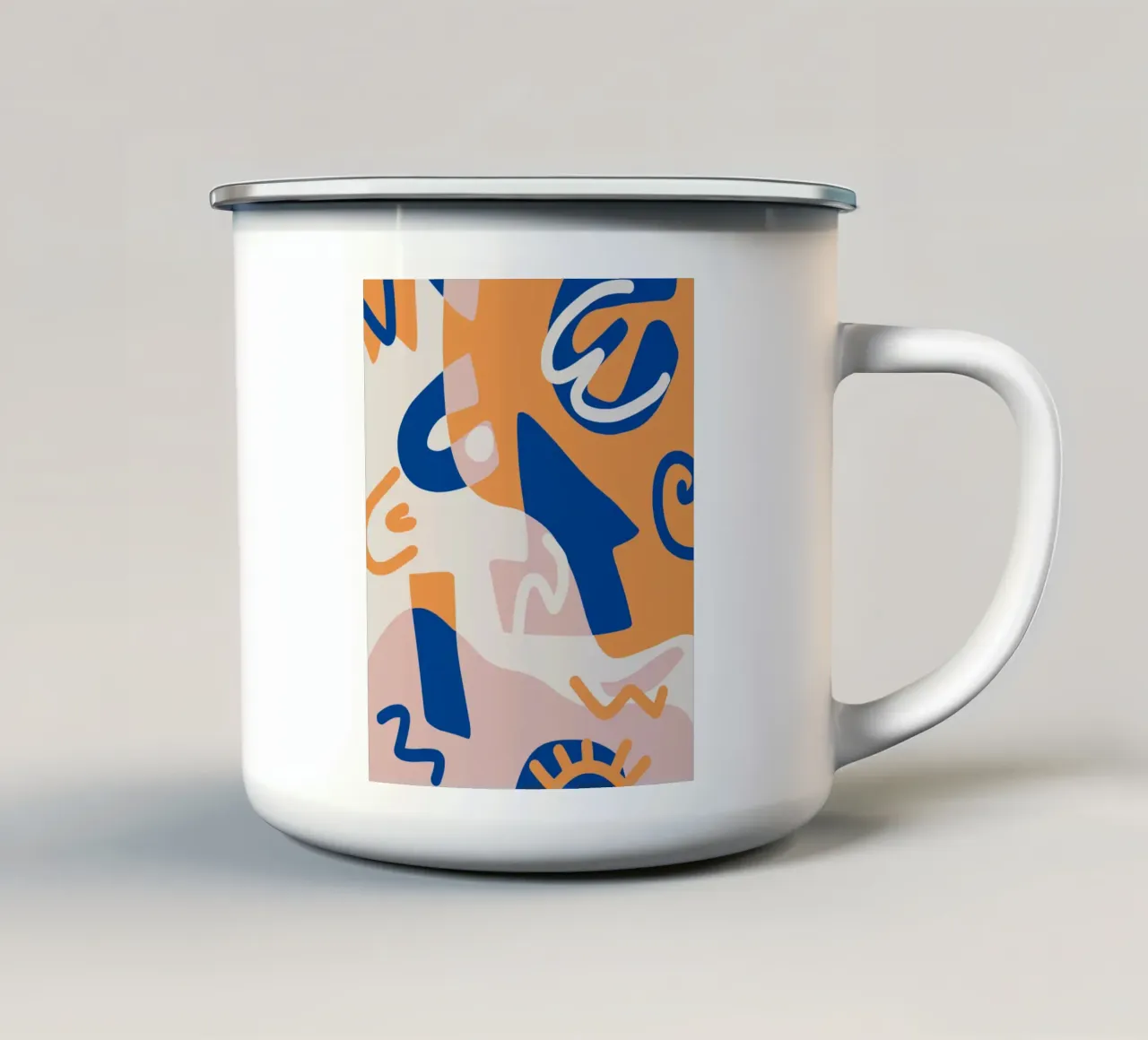 Astratto blu e arancione tazza in smalto da Little Dean
