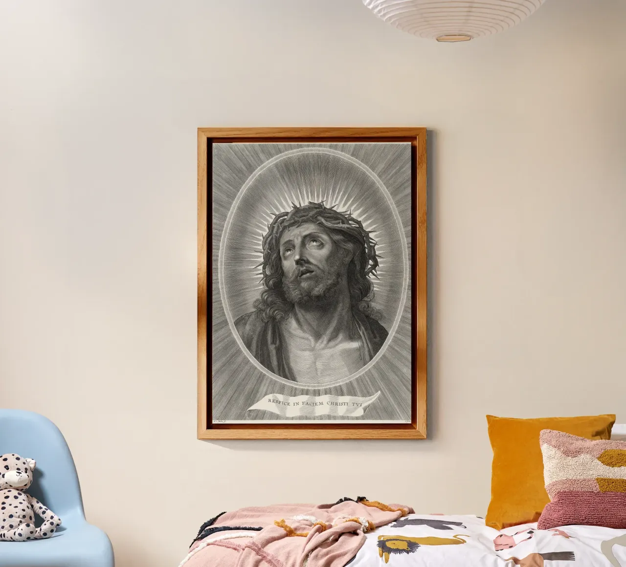 Head of Christ looking up with crown of thorns alluminio dibond da vintageshop