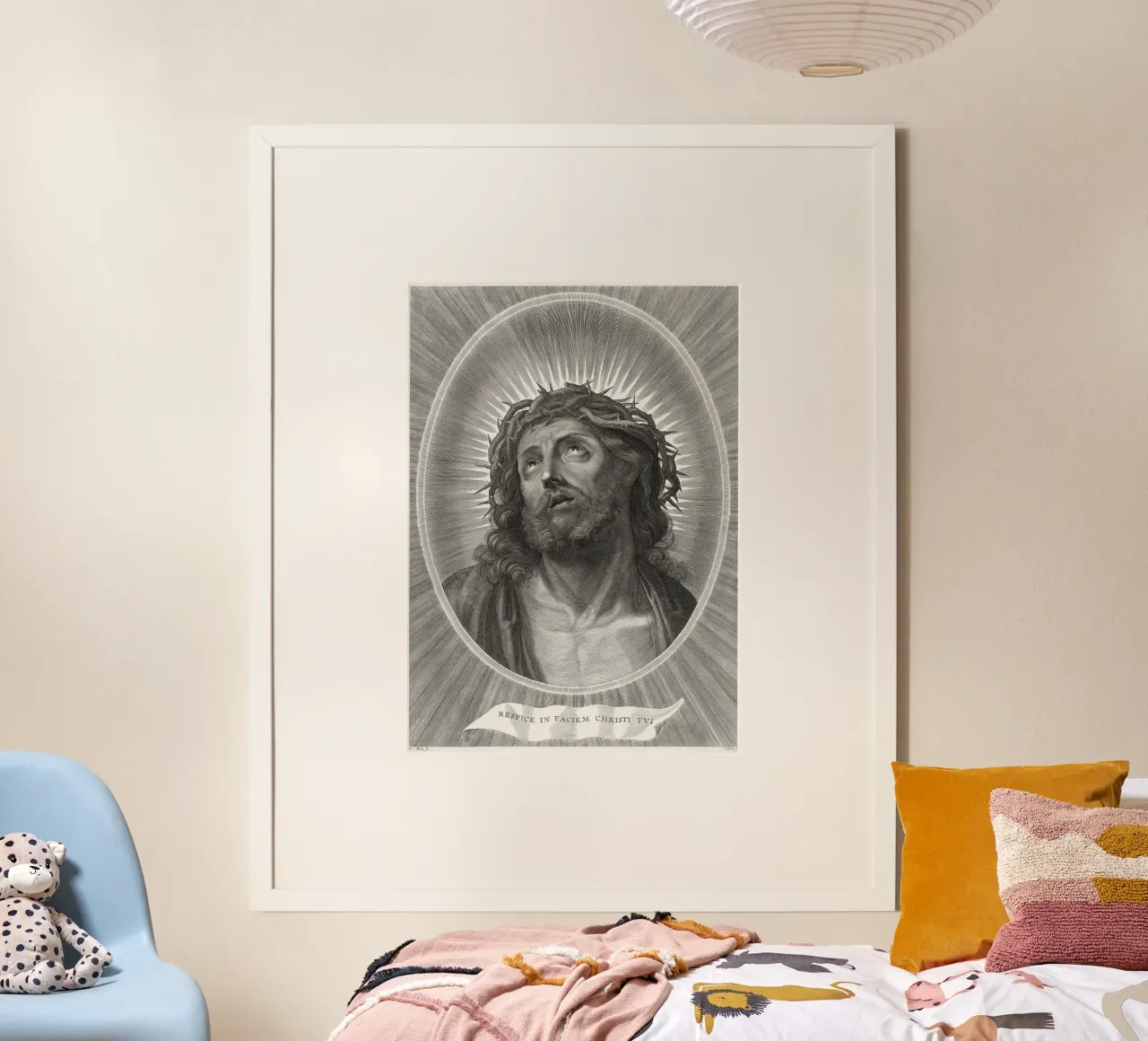 Head of Christ looking up with crown of thorns carta hahnemühle da vintageshop