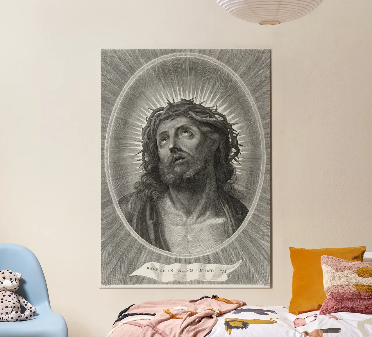 Head of Christ looking up with crown of thorns carta hahnemühle da vintageshop