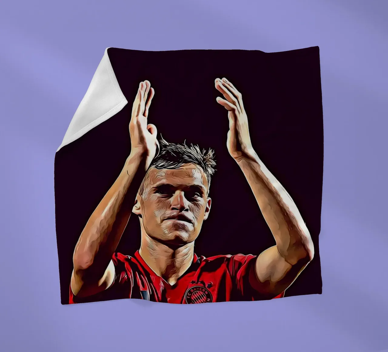 Poster del Bayern Monaco con Joshua Kimmich che applaude a mani alzate coperta in pile da ArdanART