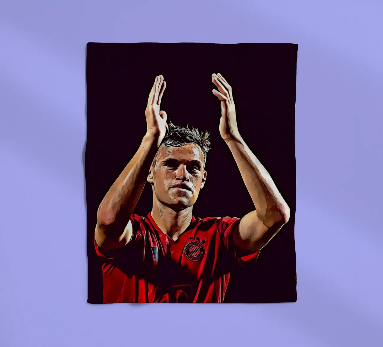 Poster del Bayern Monaco con Joshua Kimmich che applaude a mani alzate coperta in pile da ArdanART