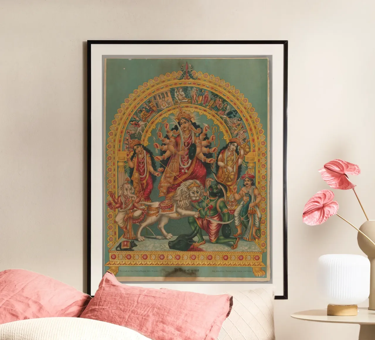 Shri Shri Durga India poster con telaio in plastica da vintageshop