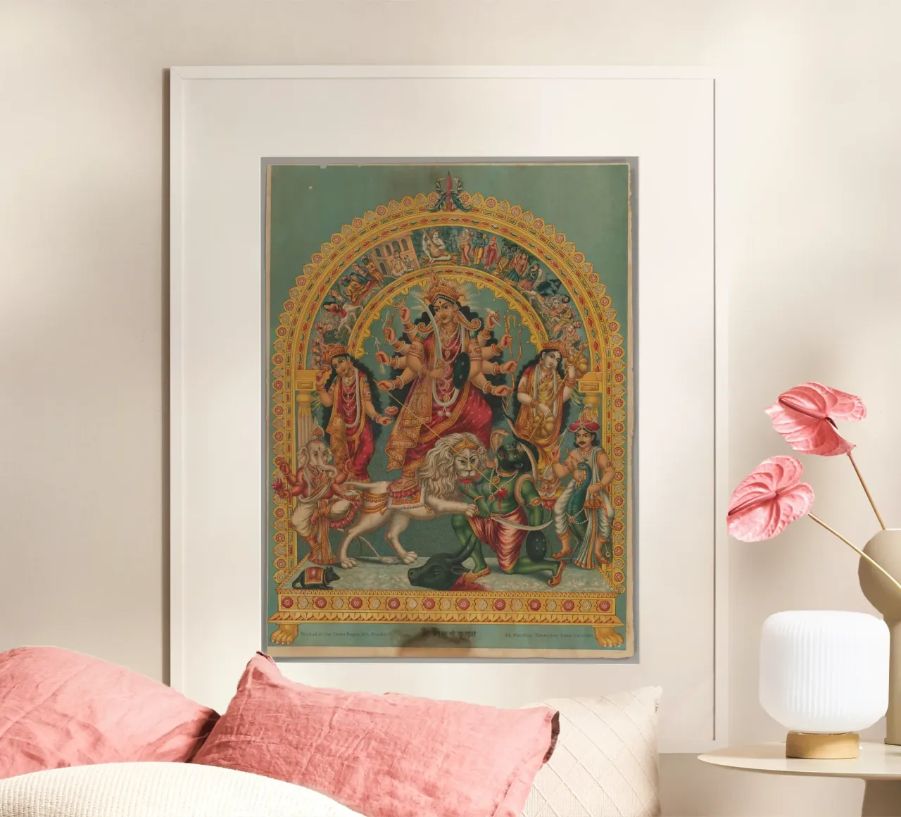 Shri Shri Durga India poster con telaio in plastica da vintageshop
