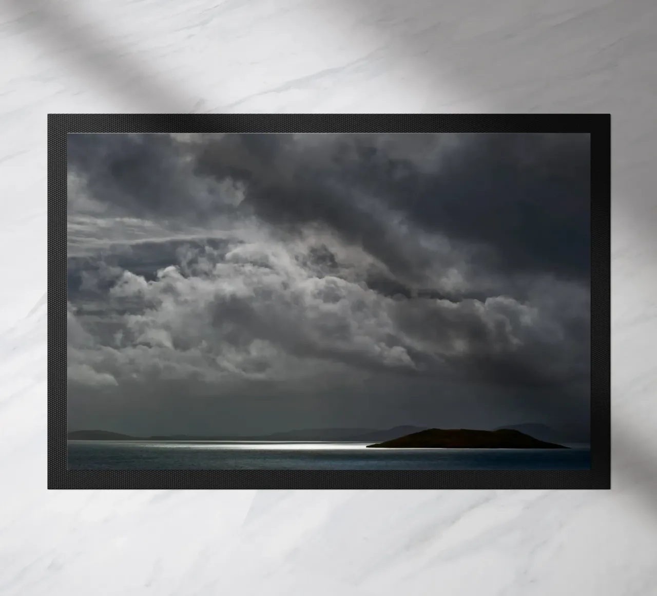 Cloudy Island doormat by Nur Mut