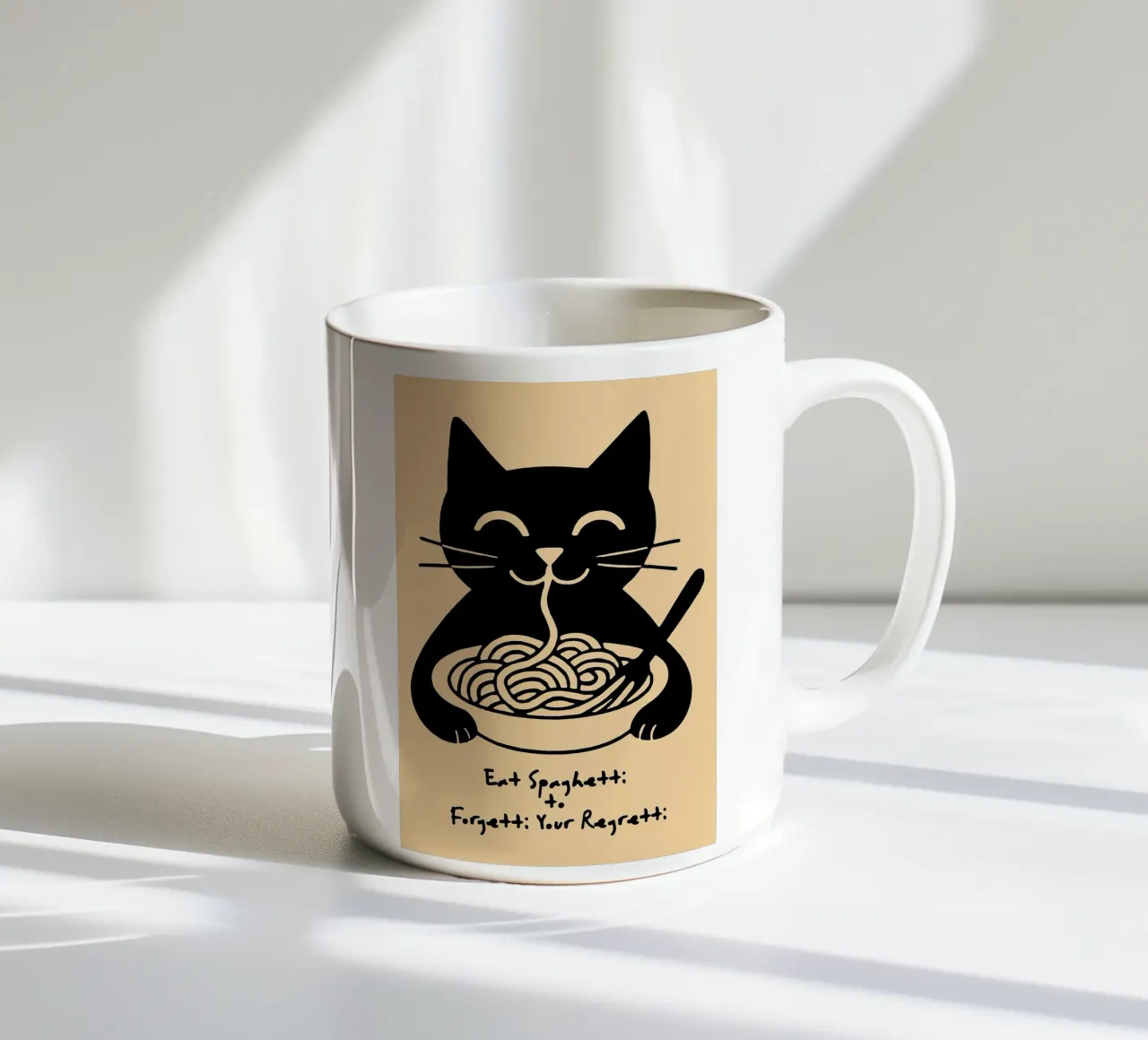 Eat Spaghetti to Forgetti Your Regretti tazza in ceramica da Arjun