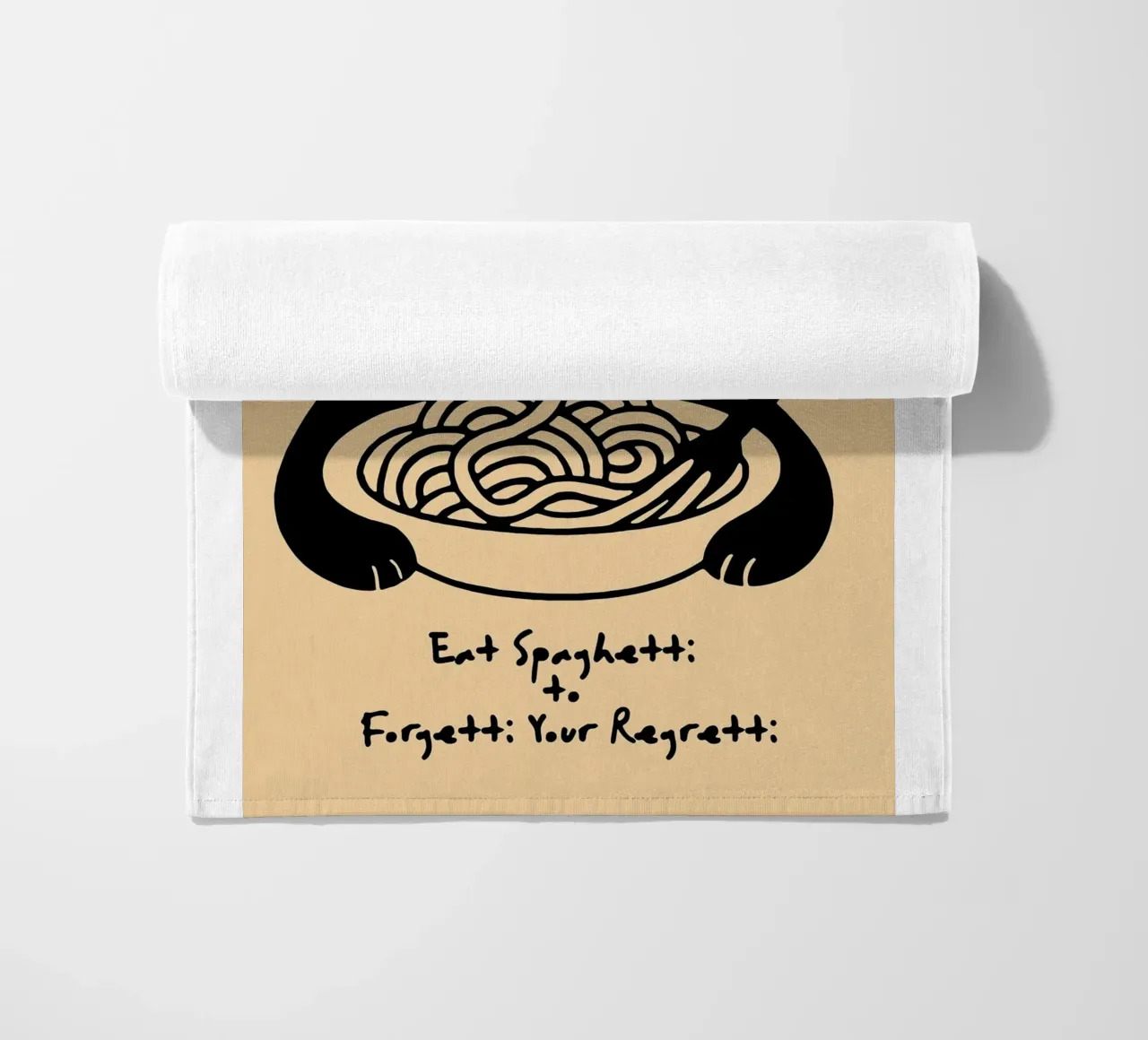 Eat Spaghetti to Forgetti Your Regretti telo mare da Arjun