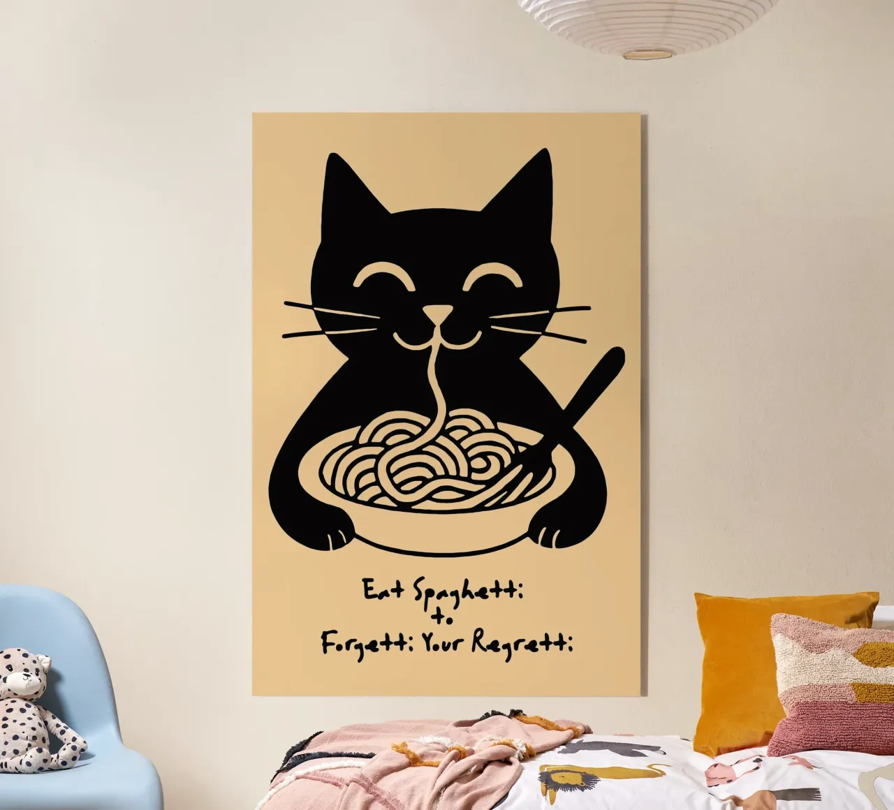 Eat Spaghetti to Forgetti Your Regretti plexiglass da Arjun