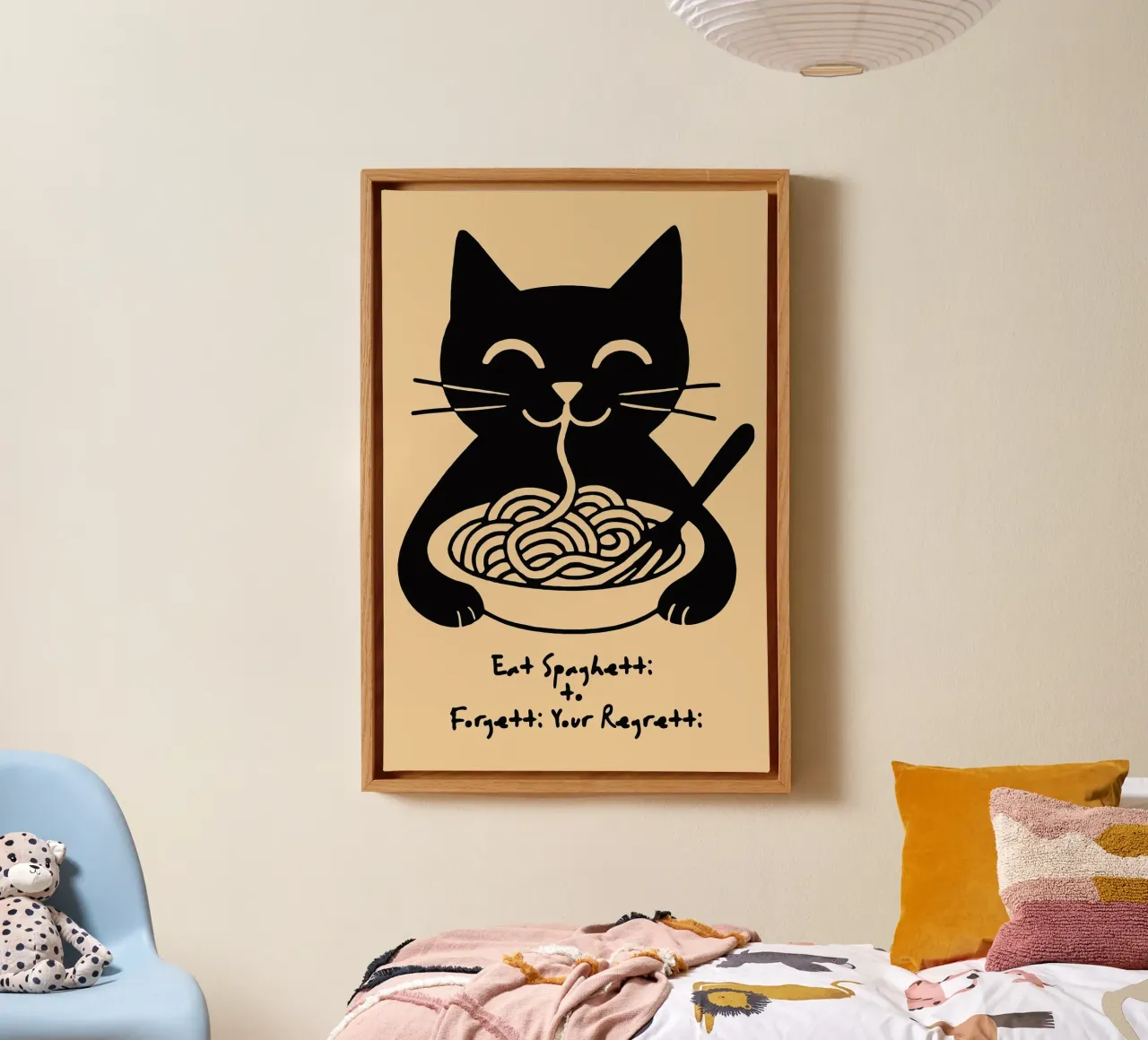 Eet Spaghetti om je spijt te vergeten canvas met Baklijst van Arjun