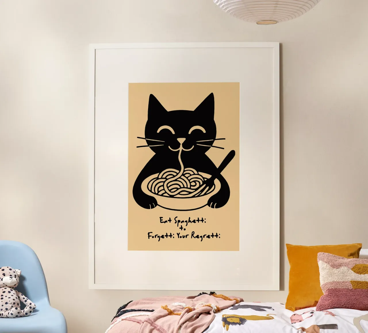 Come espaguetis para olvidar tus arrepentimientos poster con marco de aluminio de Arjun