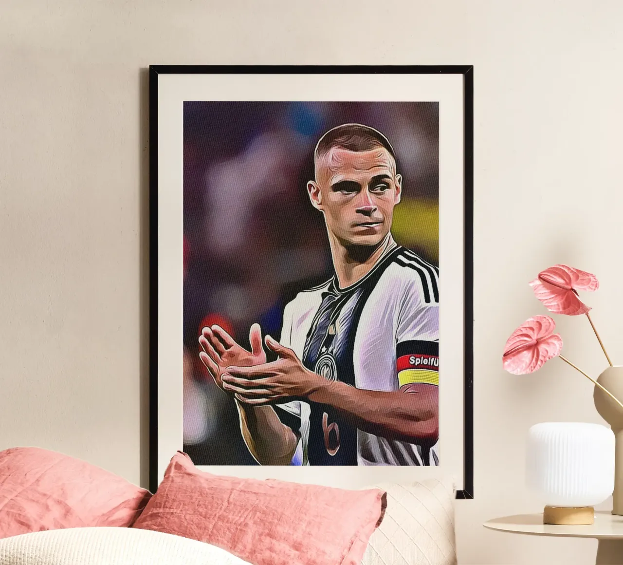 Joshua Kimmich klapt Duits nationaal elftal poster poster met aluminium frame van ArdanART