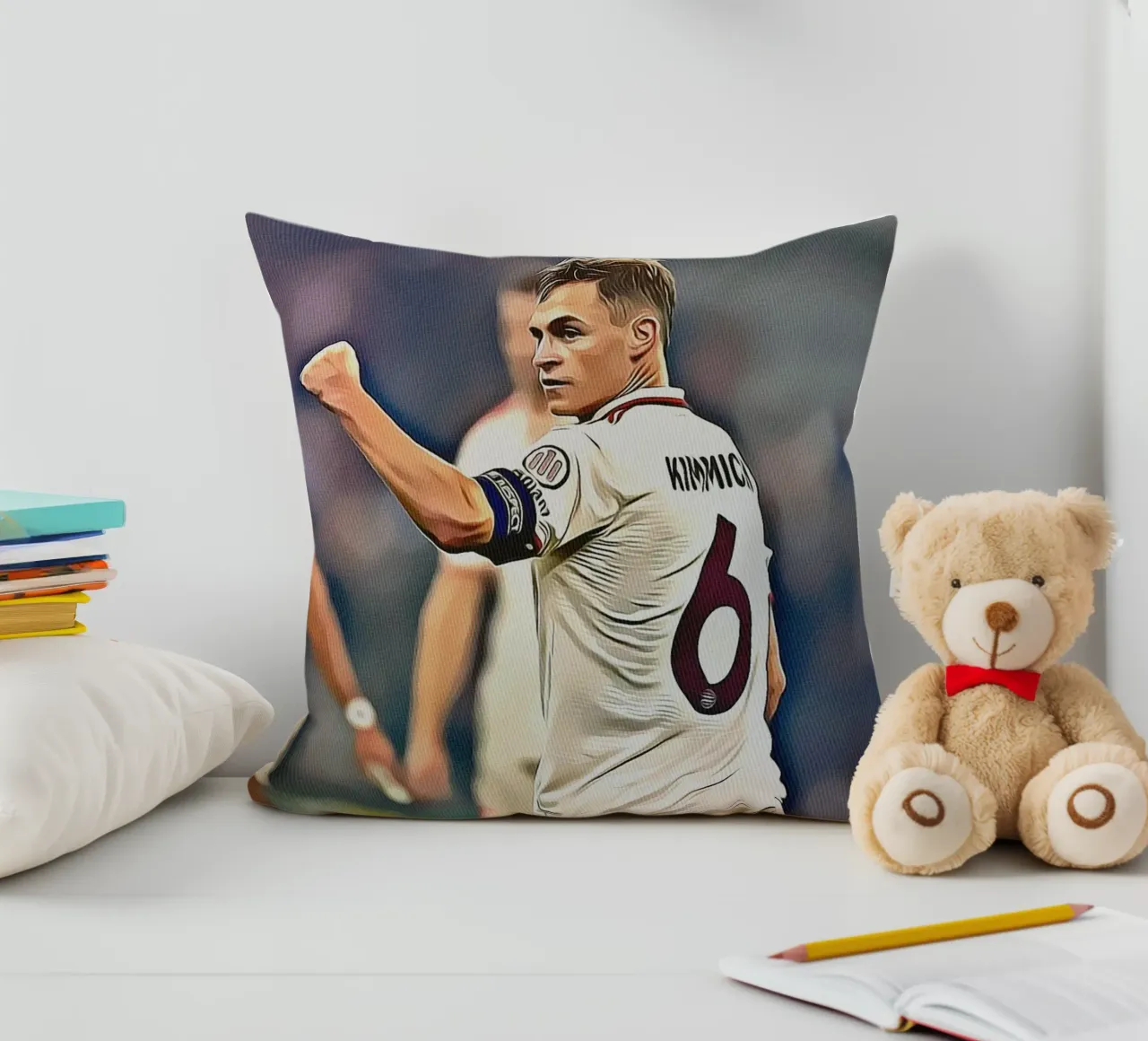 Joshua Kimmich Nummer 6 Duitse Team Viering Poster kussen van ArdanART
