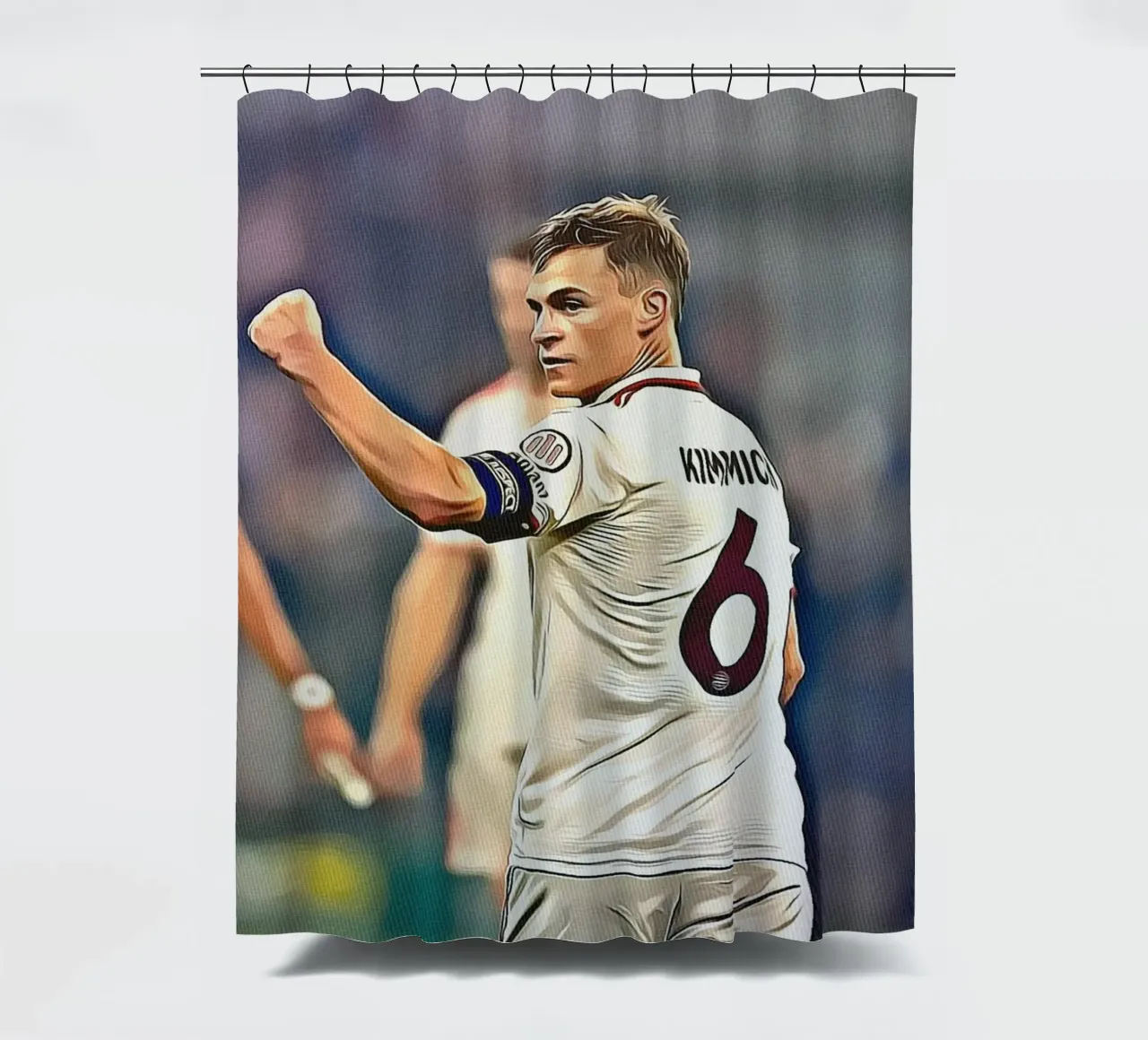 Poster celebrativo della squadra tedesca numero 6 di Joshua Kimmich tenda da doccia da ArdanART