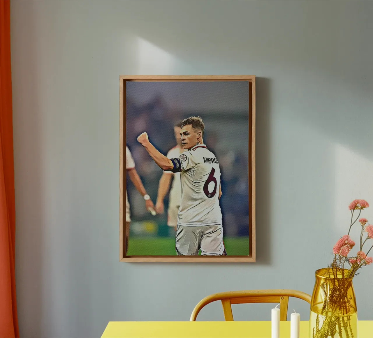 Poster celebrativo della squadra tedesca numero 6 di Joshua Kimmich tela con Cornice a cassetta da ArdanART