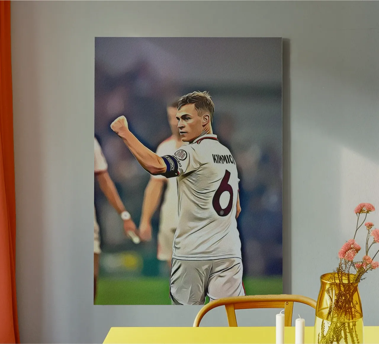 Poster celebrativo della squadra tedesca numero 6 di Joshua Kimmich tela con Cornice a cassetta da ArdanART