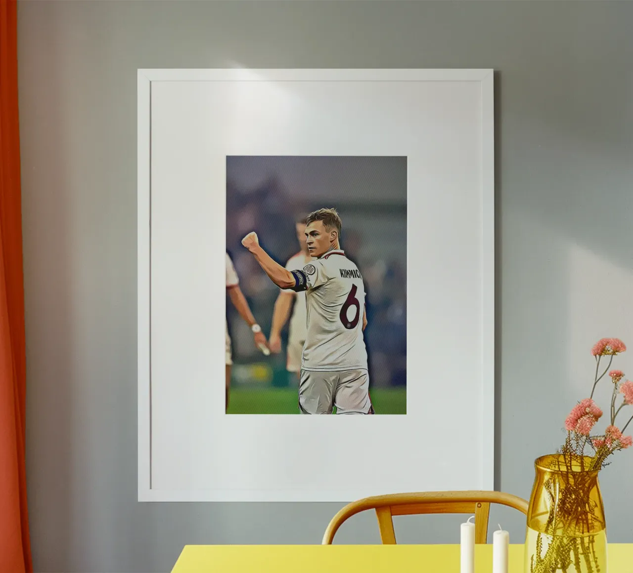Joshua Kimmich Nummer 6 Duitse Team Viering Poster poster met aluminium frame van ArdanART