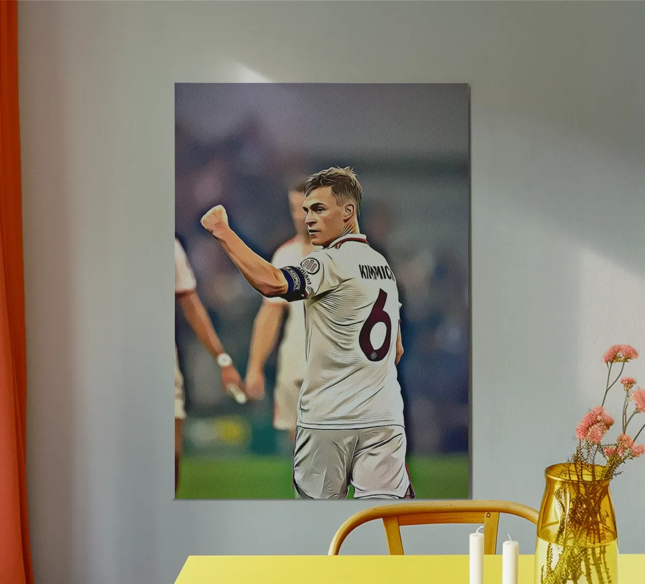 Joshua Kimmich Nummer 6 Duitse Team Viering Poster poster met aluminium frame van ArdanART