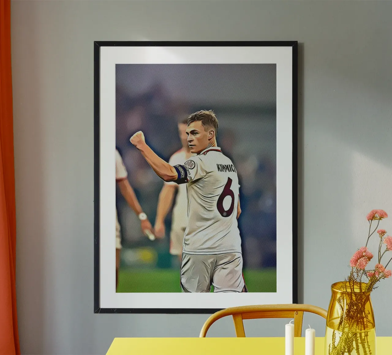Joshua Kimmich Nummer 6 Duitse Team Viering Poster poster met aluminium frame van ArdanART