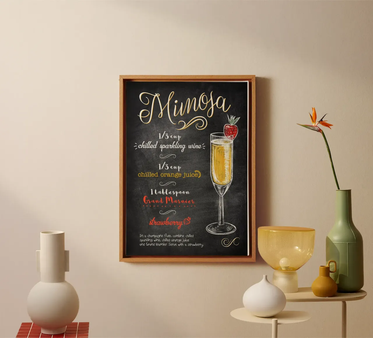 Mimosa lienzo con Marco flotante de mesa