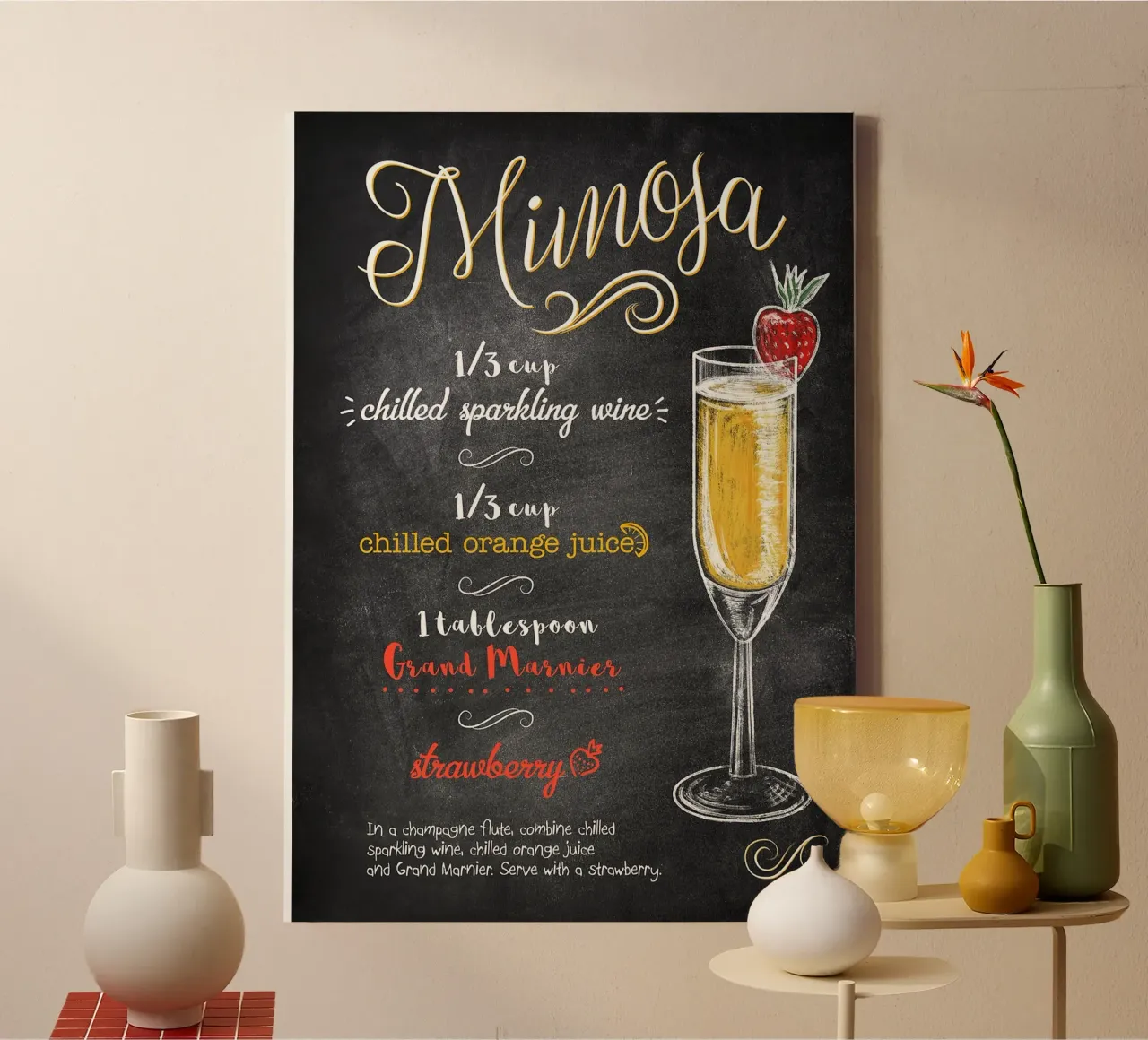 Mimosa lienzo con Marco flotante de mesa