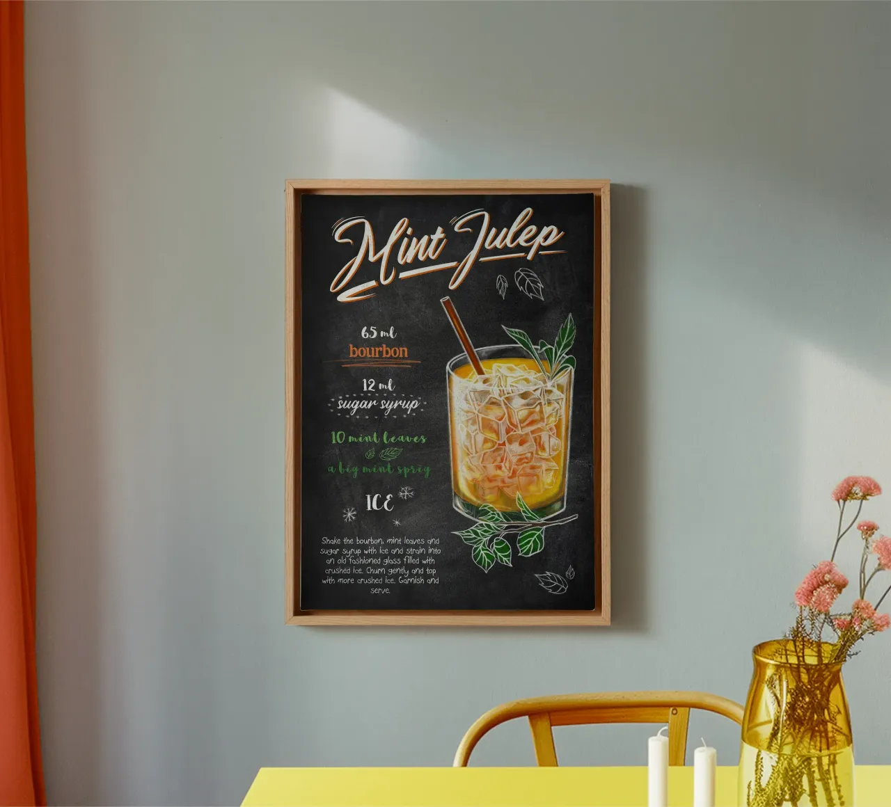 Como Julep lienzo con Marco flotante de mesa