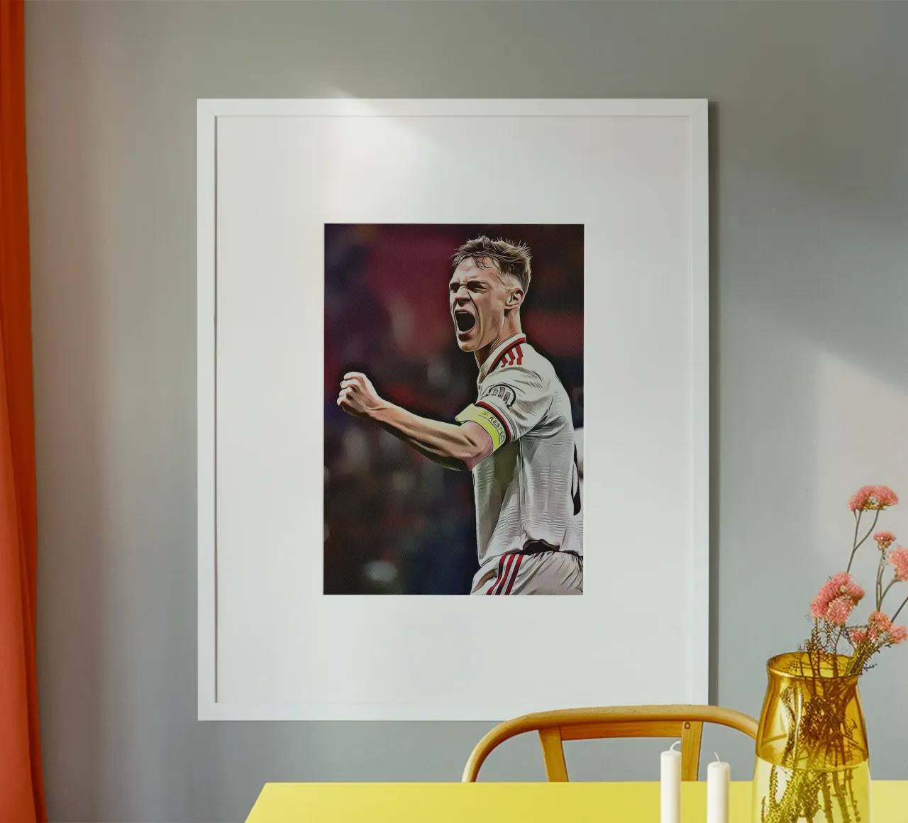 Joshua Kimmich celebrazione ruggente Nazionale tedesca Post poster con telaio in alluminio da ArdanART