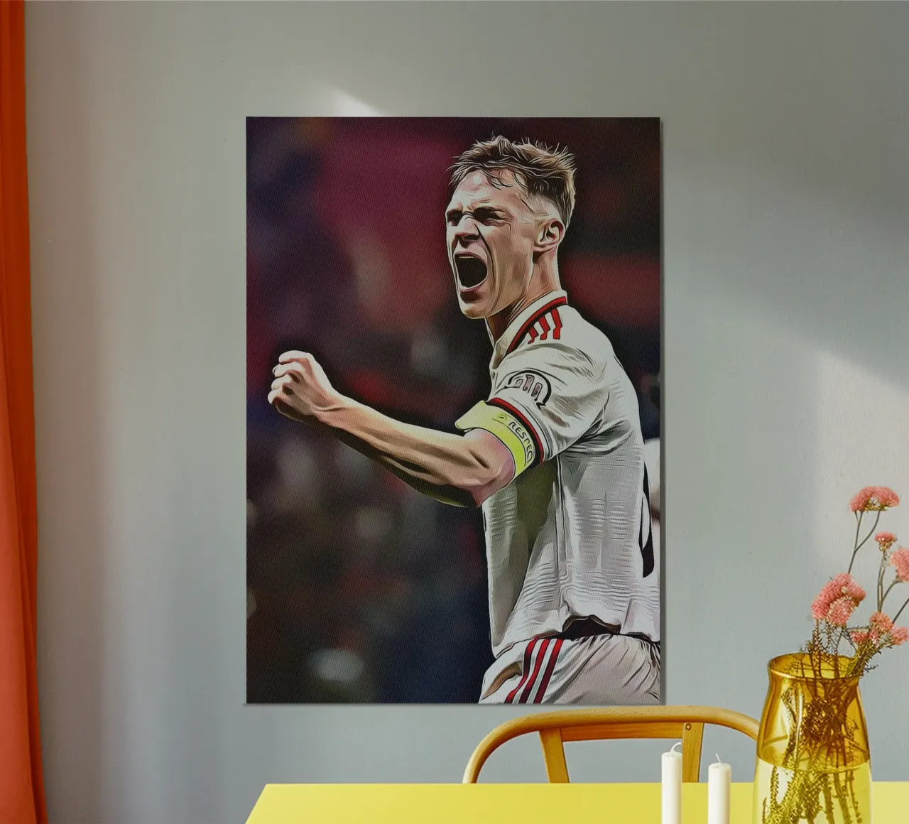 Joshua Kimmich celebrazione ruggente Nazionale tedesca Post poster con telaio in alluminio da ArdanART