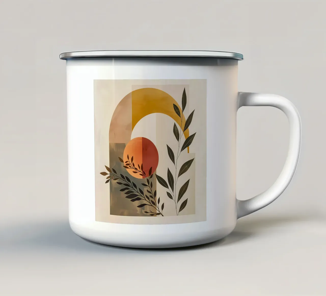 Eenvoudige botanische compositie emaille mok van LaylaOzHome