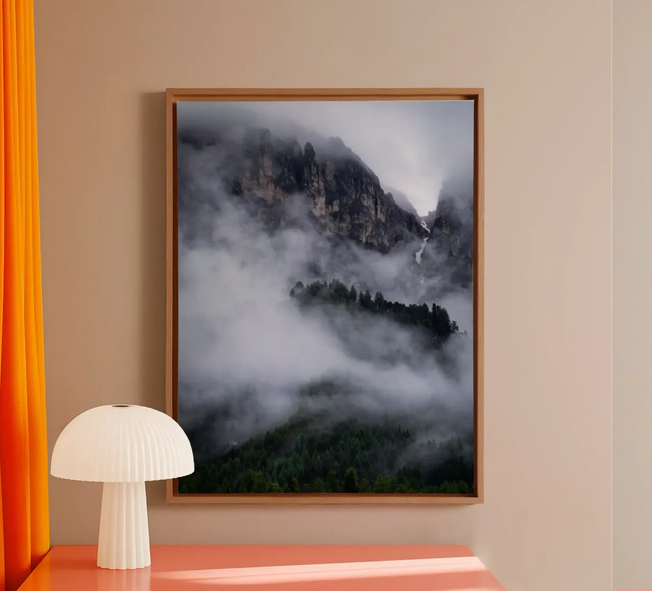 montagne nebbiose nelle dolomiti tela con Cornice a cassetta da karijn_landscapes