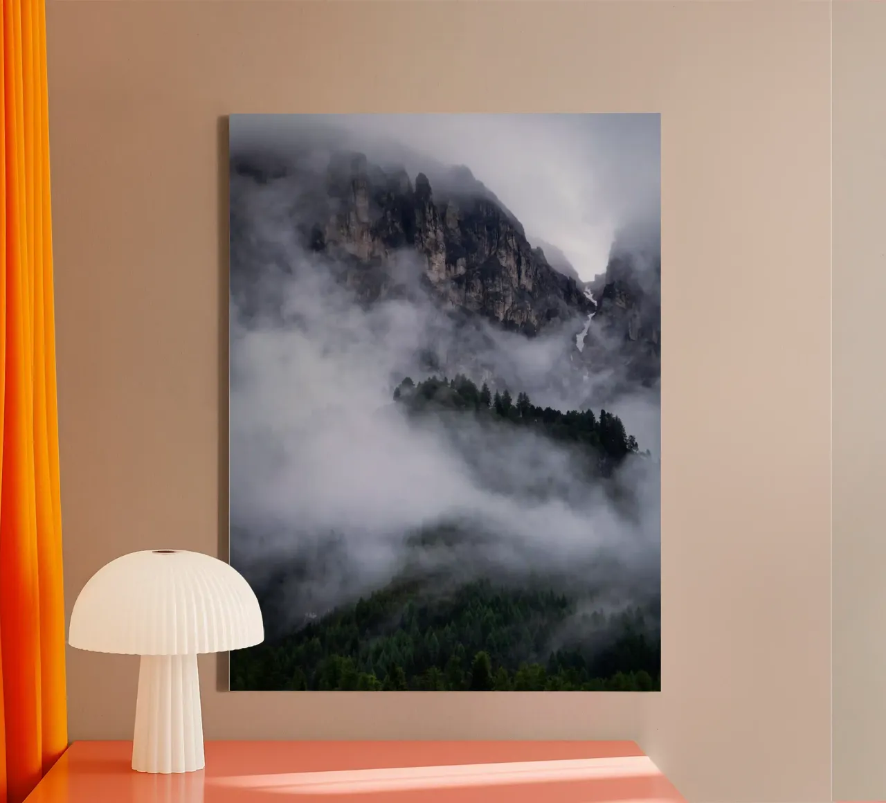 montagne nebbiose nelle dolomiti tela con Cornice a cassetta da karijn_landscapes