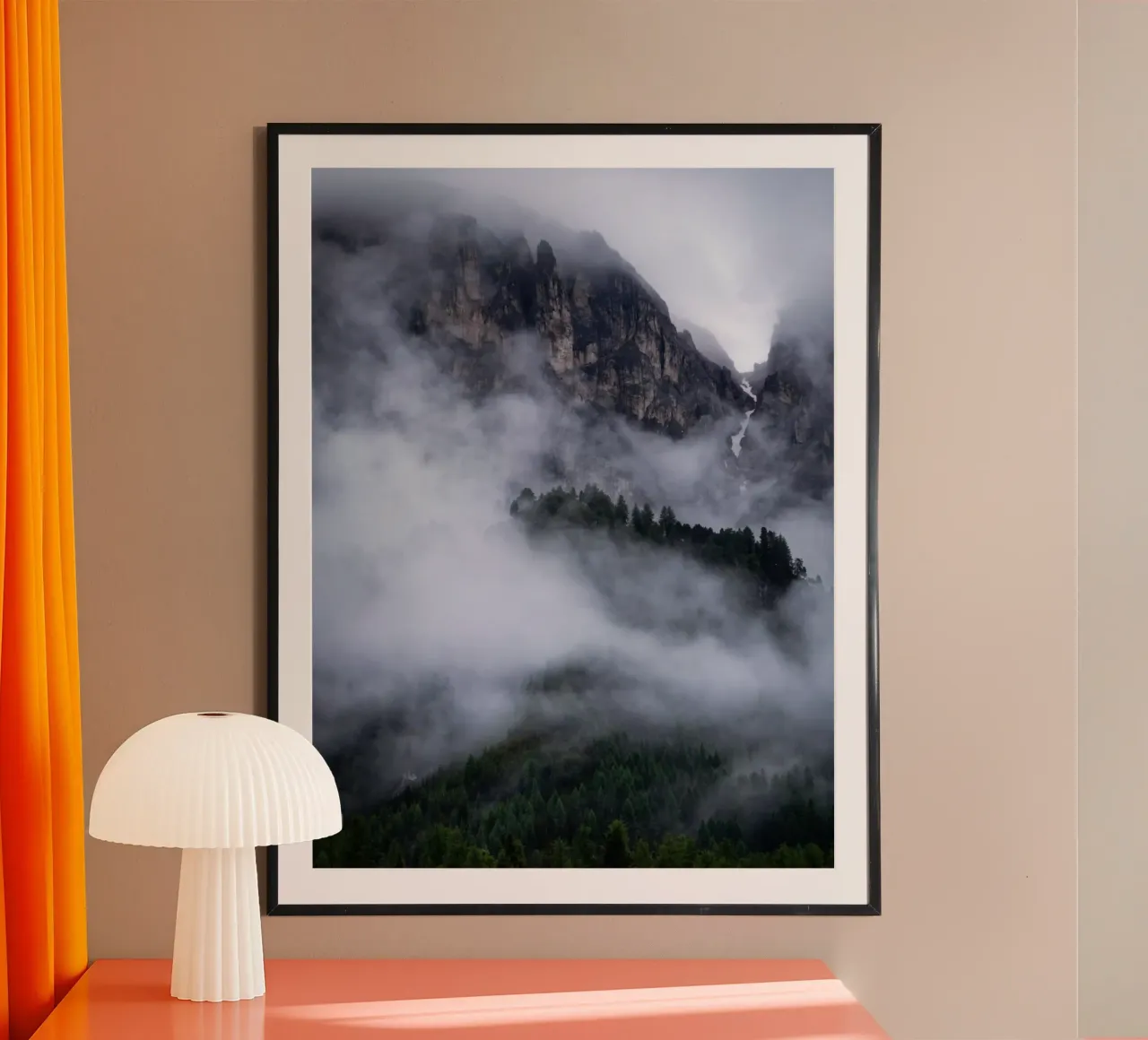 misty mountains in the dolomites poster with plastic frame by karijn_landscapes