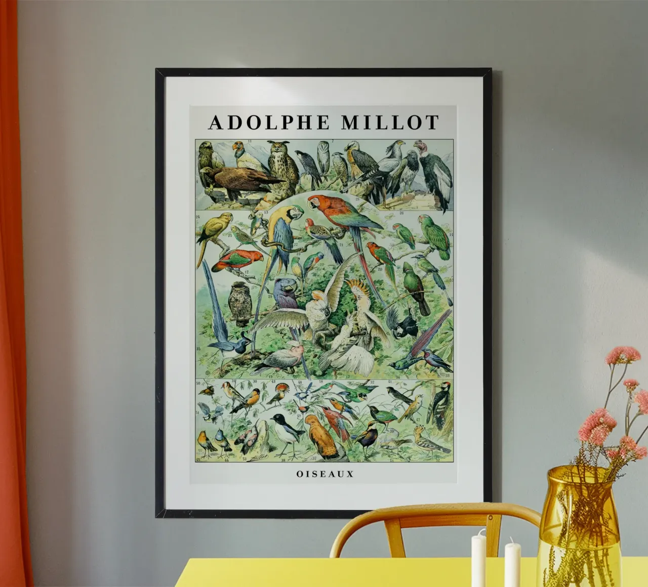 Uccelli poster con telaio in legno da maluniq