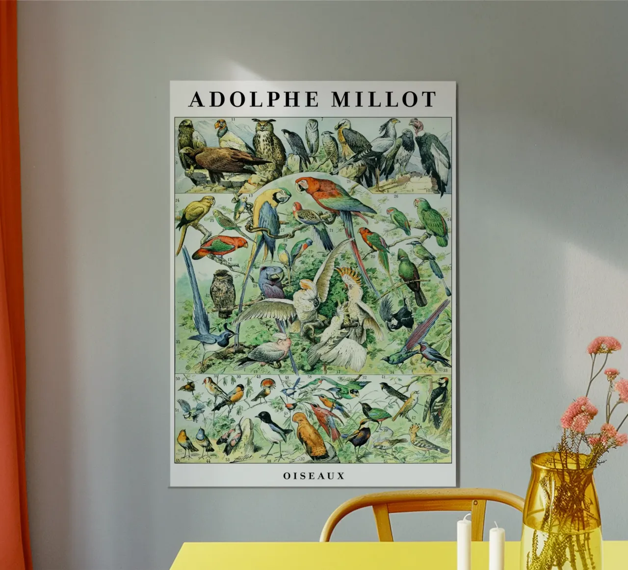 Uccelli poster con telaio in legno da maluniq