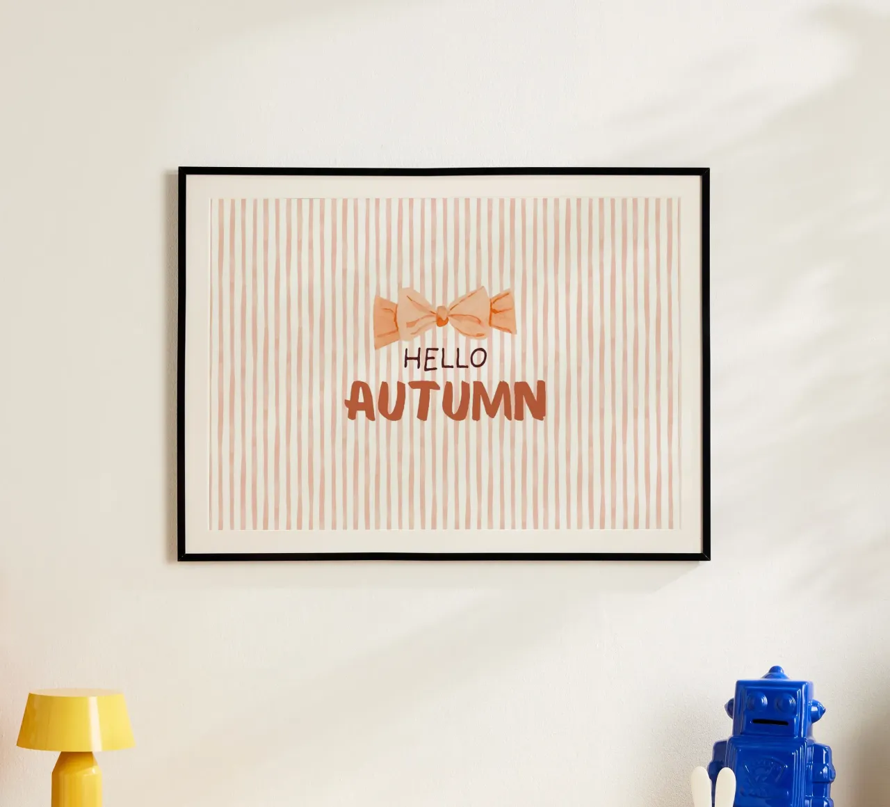 "Poster acquerellato a strisce rosa "Hello Autumn poster da vintagepod