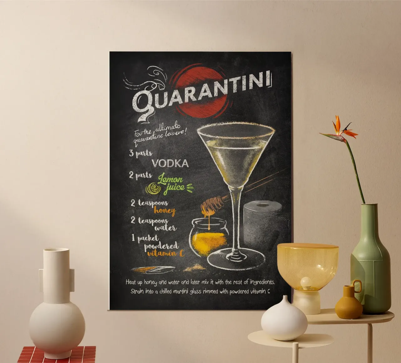 Quarantini poster con telaio in alluminio da mesa