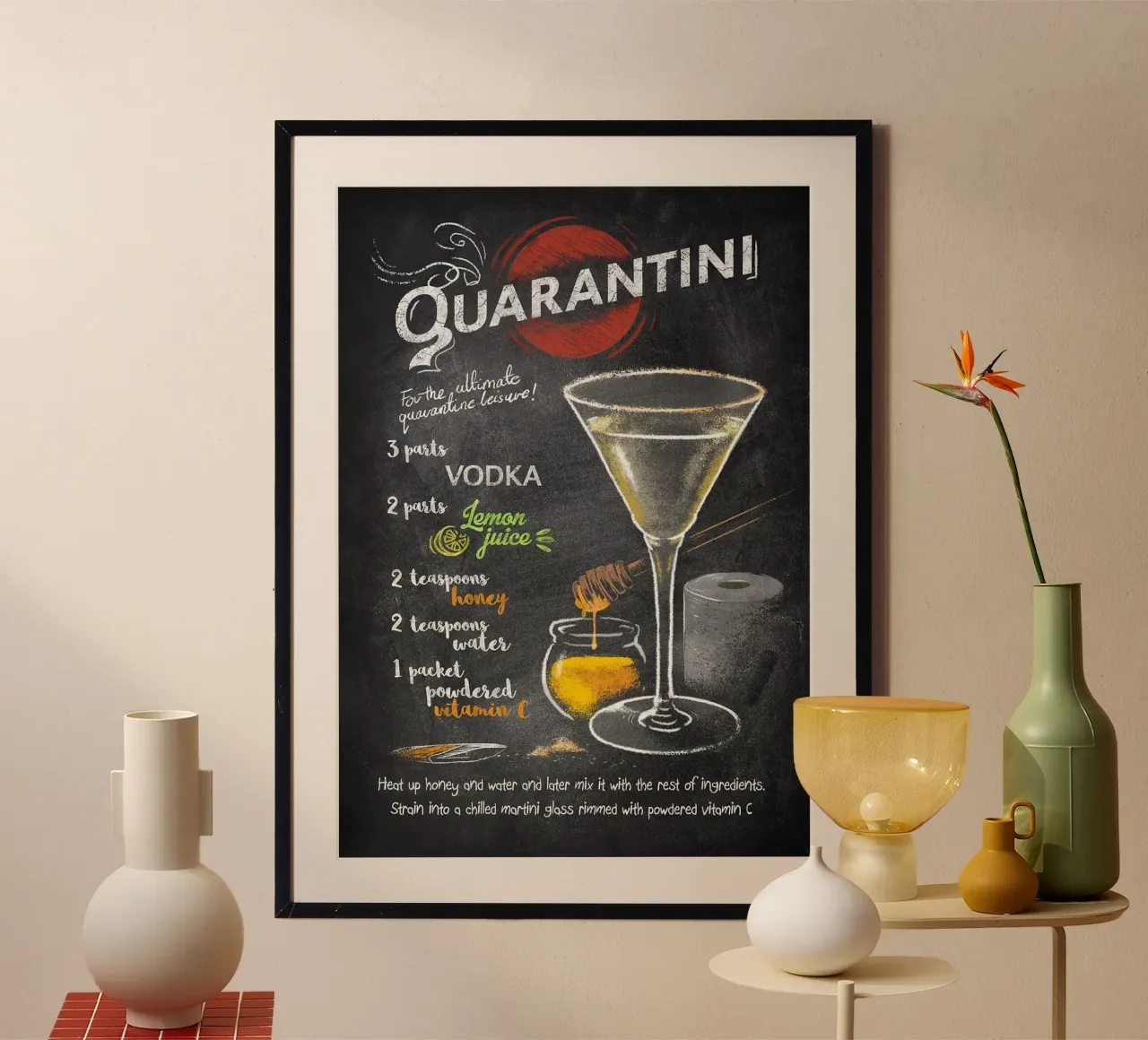 Quarantini poster con telaio in alluminio da mesa