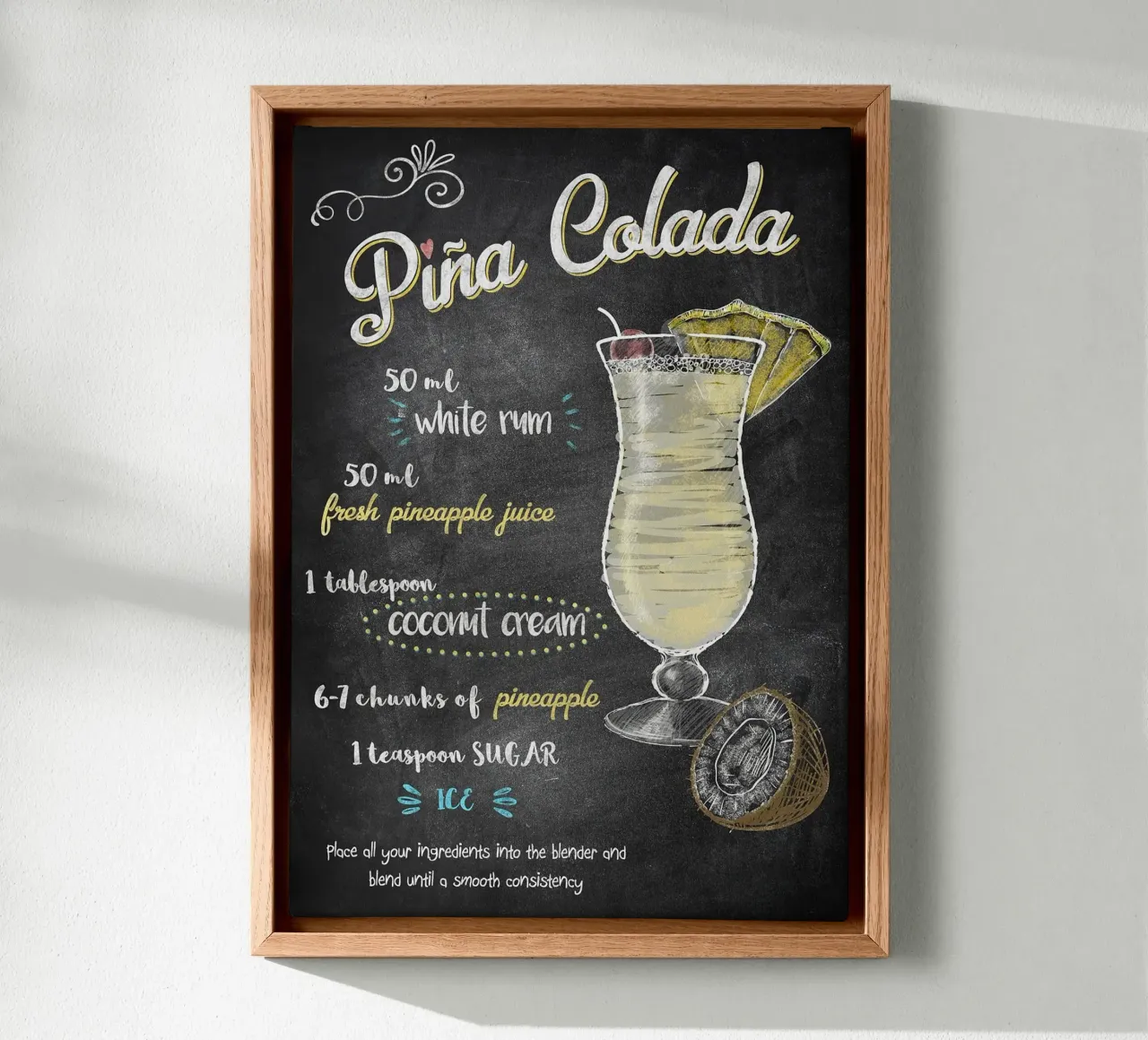 Pina Colada tela con Cornice a cassetta da mesa