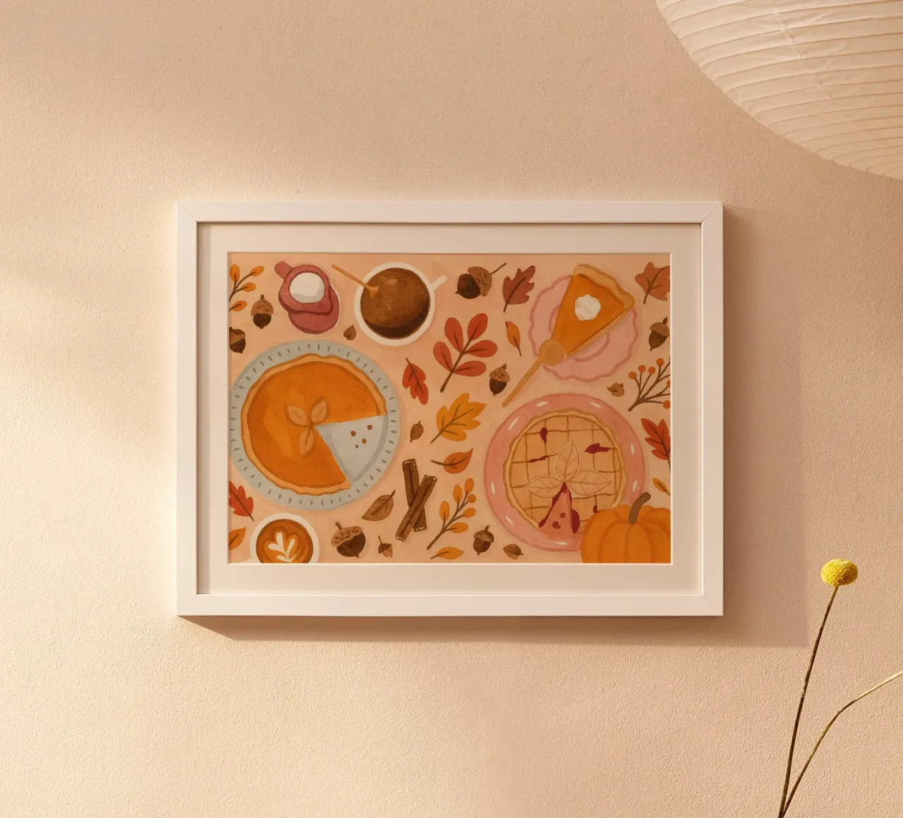 Ringraziamento - Cibo autunnale - Arte acquerellata a posa piana poster da vintagepod