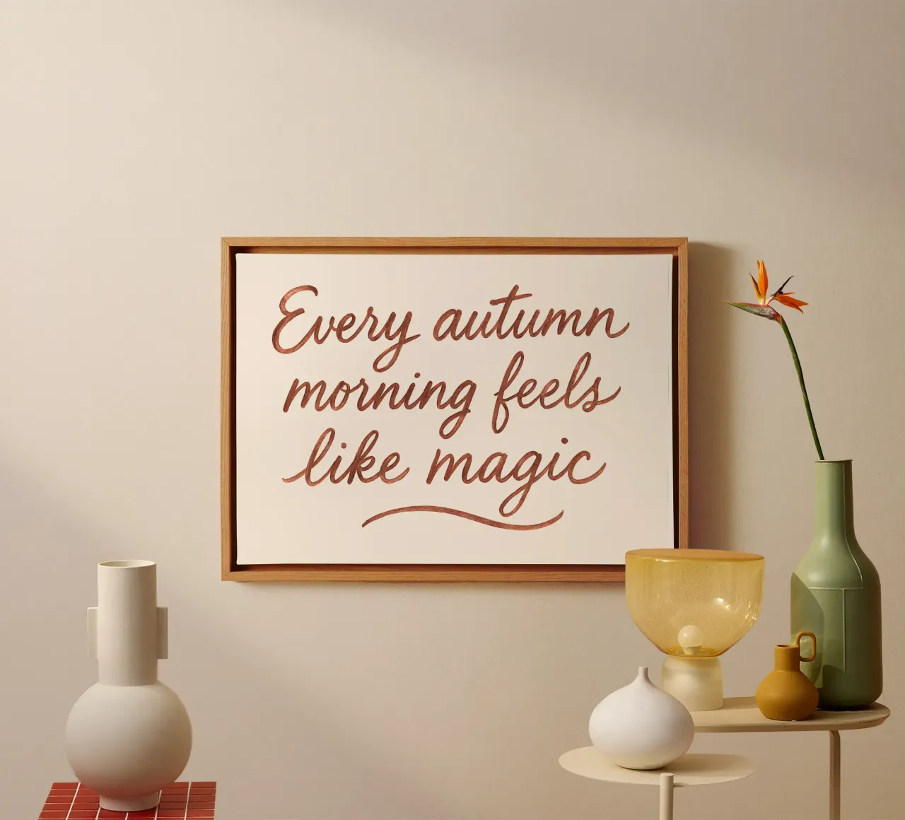 "Autumn Feels Like Magic" - Gemütliches Herbst-Zitat Leinwand mit Schattenfugenrahmen von vintagepod