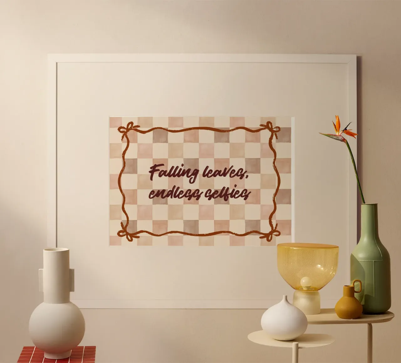"Foglie che cadono, selfie infiniti" - Citazione divertente sull'autunno poster da vintagepod