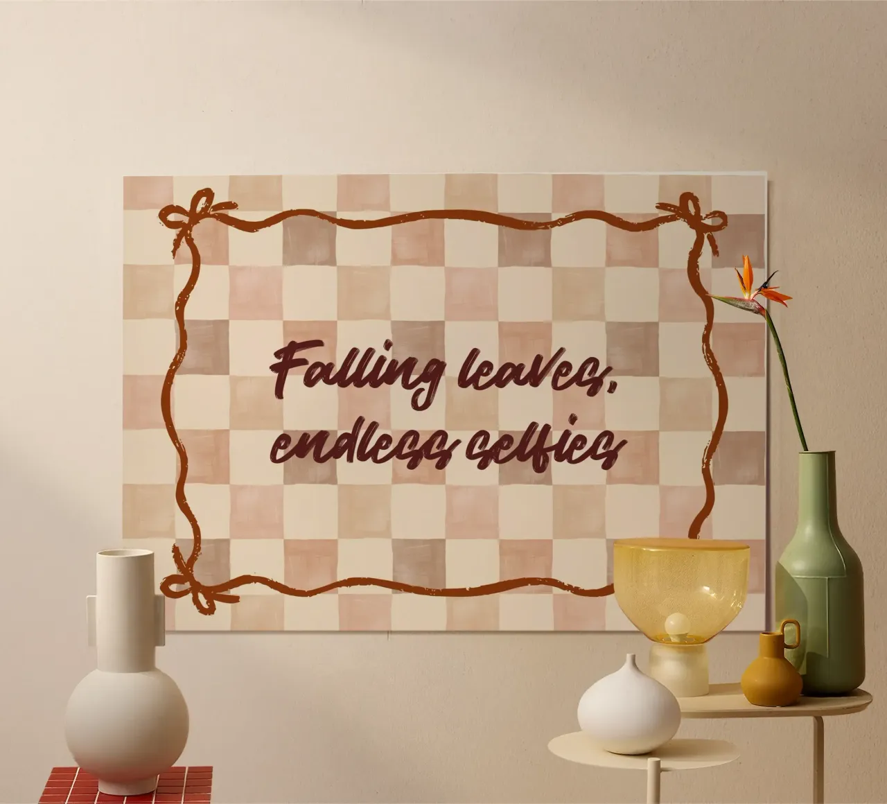 "Foglie che cadono, selfie infiniti" - Citazione divertente sull'autunno poster da vintagepod