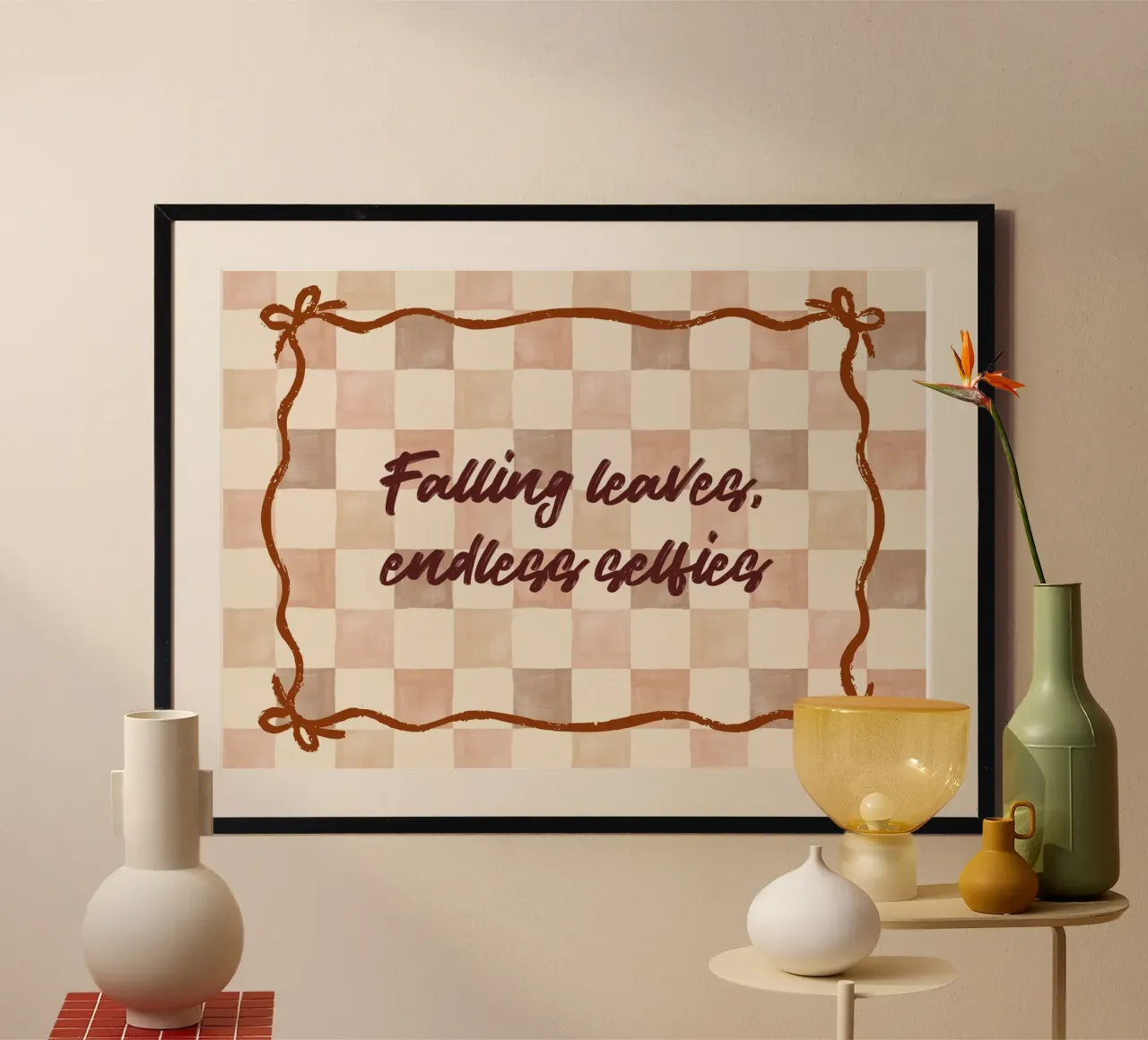 "Foglie che cadono, selfie infiniti" - Citazione divertente sull'autunno poster da vintagepod
